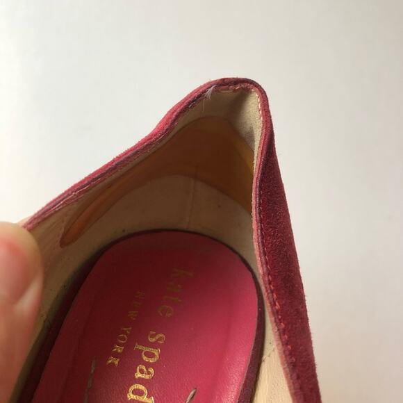 Kate Spade Georgia Pumps Peep Toe Red Suede 7 - Picture 12 of 12